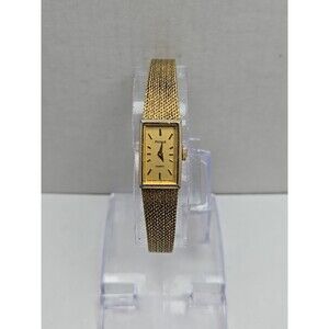 Vintage Pulsar By Seiko V220 5560 Gold Tone Tank Quartz Womens Watch New Battery